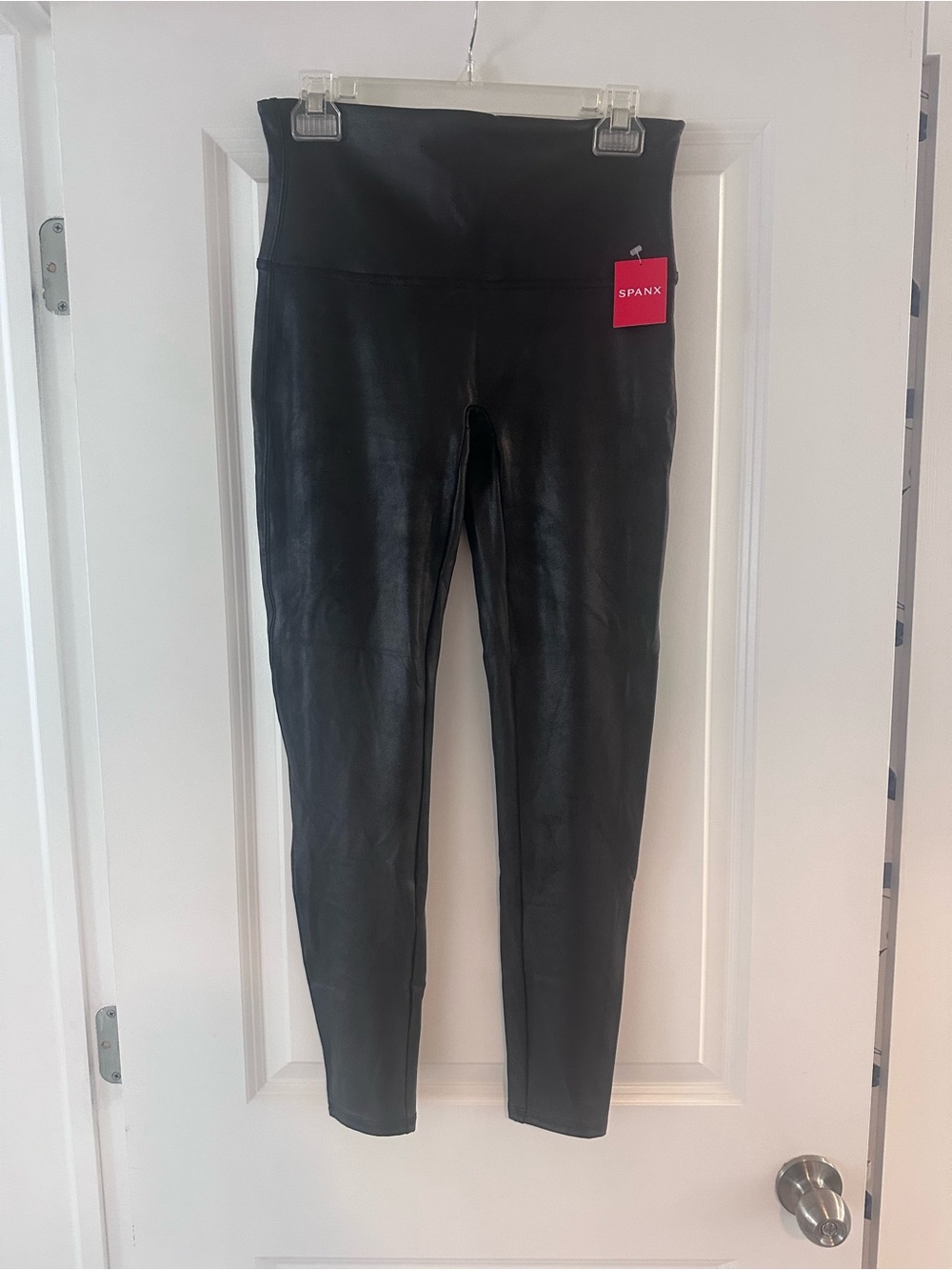 SPANX Black Faux-Leather High-Waist Leggings